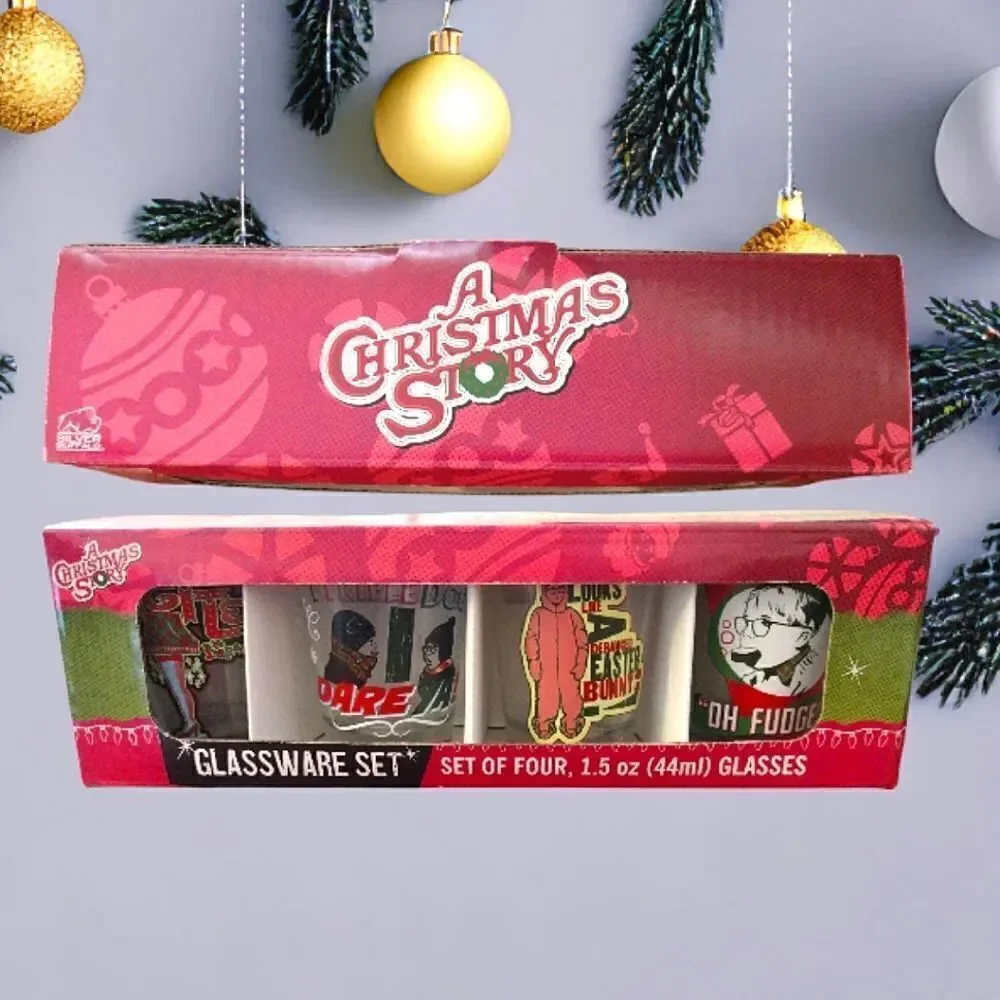 A Christmas Story Printed 1.5oz Glassware Shot Glasses Set Of 4 NWT